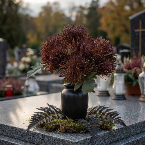 Dirbtinės adatų pagalvėlės „Protea“ „Leucospermum“ violetinės 30 cm 6 vnt. | Floristik24.lt