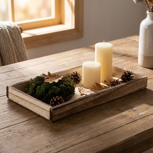 Stačiakampis medinis padėklas sodinimui ir dekoravimui. Universalus panaudojimas. Tvirtas dizainas. 30 cm, 4 dalys. | Floristik24.lt