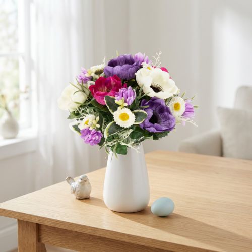 Dirbtinių gėlių puokštė iš plukių, pavasarinė dekoracija, universalus, modernus dizainas, 26 cm | Floristik24.lt