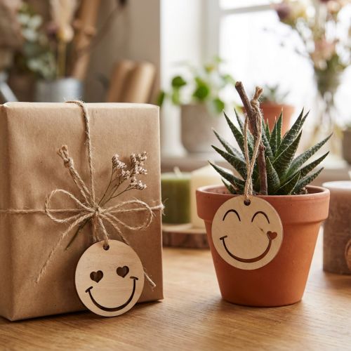Medinis pakabukas Emoticon Emoticon® Ø4cm natūralus 24 vnt | Floristik24.lt