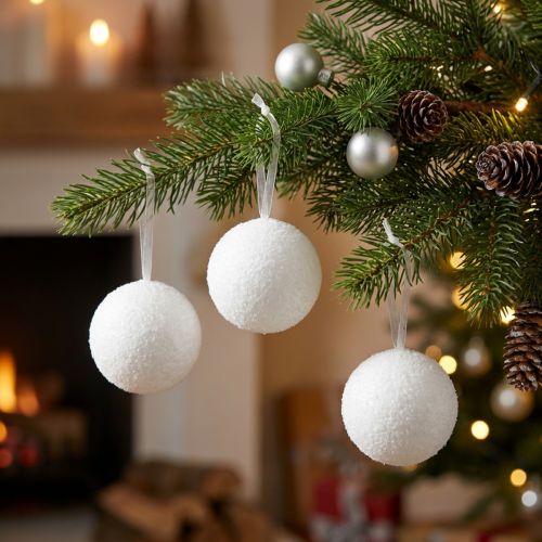 Sniego gniūžtės deco kabykla dirbtinis sniegas Ø5,5cm 6vnt | Floristik24.lt