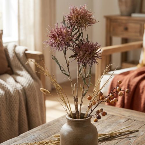 Dirbtinės gėlės dirbtinės gėlės rudeninės 3 gėlės alyvinės 48cm | Floristik24.lt