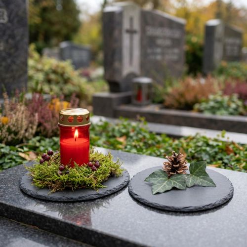 Natūralaus skalūno plokštės apvalūs padėkliukai juodi Ø10cm 6 vnt | Floristik24.lt