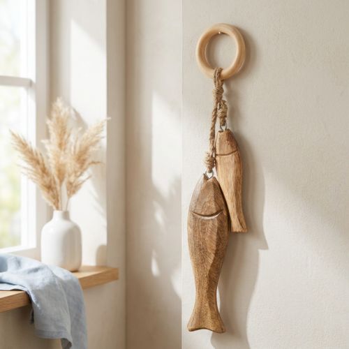 Mango medžio žuvis medinė žuvelė pakabinti natūrali 10/15cm | Floristik24.lt
