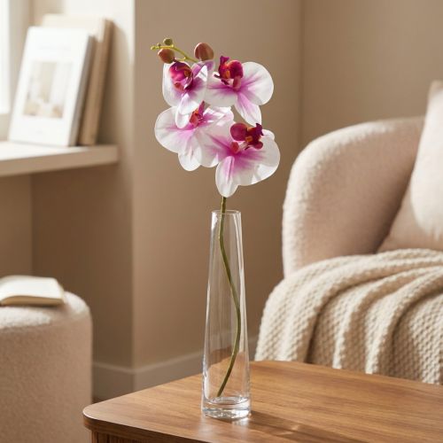 Orchidėja Dirbtinė Phalaenopsis 4 Gėlės Balta Rožinė 72cm | Floristik24.lt