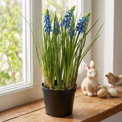 Dirbtiniai hiacintai mėlyname vazonėlyje 24cm | Floristik24.lt