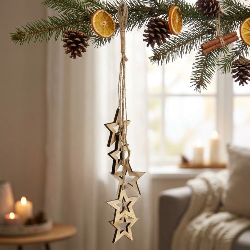 Dekoratyvinė medžio kabykla žvaigždė 50cm natural 1 vnt | Floristik24.lt