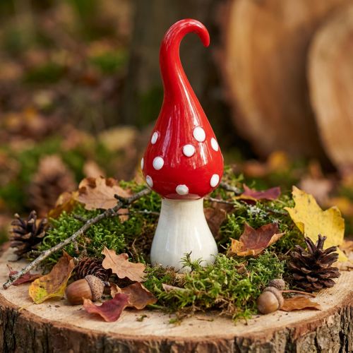 Deco musmirė keramika Deco grybas raudonas baltas Ø6.5cm H21cm | Floristik24.lt