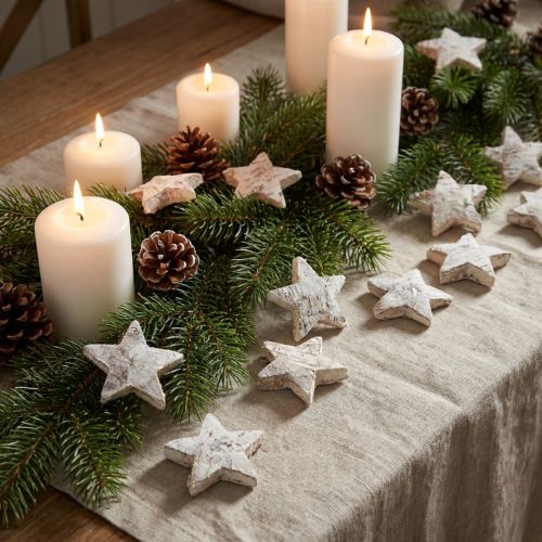Coconut Star Dekoracija Coconut Stars White Wash 5cm 30 vnt | Floristik24.lt