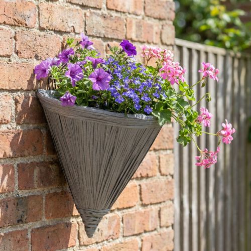 daiktų Pakabinamas vazonas pilkas Gėlių vazonas pakabinamam sieniniam šviestuvui 30×17cm