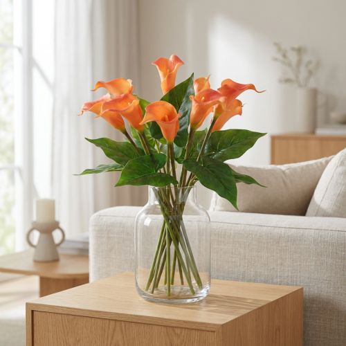 Calla Lily Abrikosas Calla Dirbtinės gėlės Oranžinės Egzotinės 44cm | Floristik24.lt