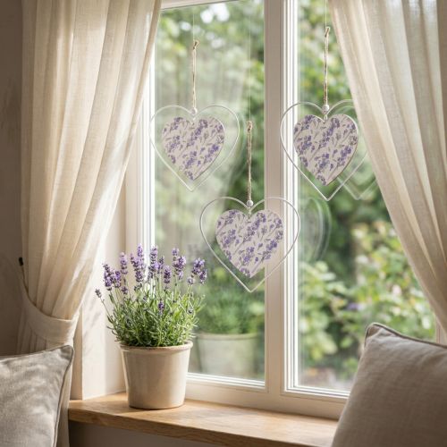 Dekoratyvinės širdelės baltai alyvinei pakabinti 18,5×17cm 4 vnt | Floristik24.lt