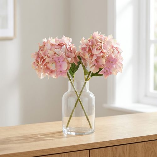 Elegantiška dirbtinė hortenzija pastelinės rožinės spalvos 58cm 2vnt | Floristik24.lt