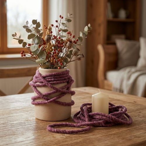 Vilnos veltinio dekoratyvinis laidas veltinis Wick siūlas Berry L7m rinkinys 2vnt | Floristik24.lt