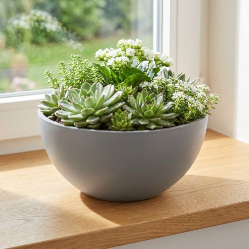 Augalų vazonas, plastikinis, pilkas, Ø25 cm, aukštis 12 cm | Floristik24.lt