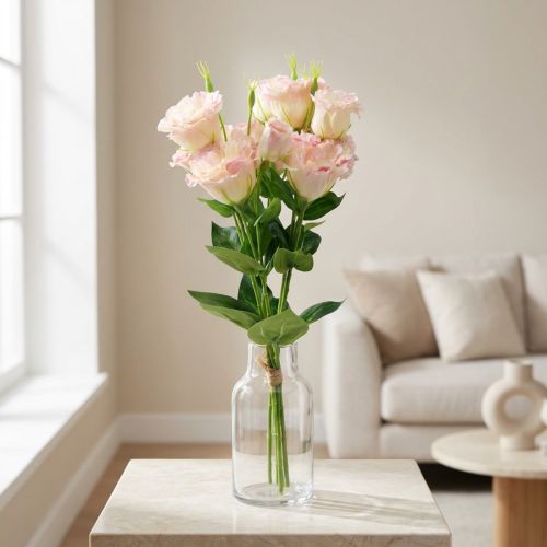 Dirbtinės gėlės Eustoma Lisianthus rožinė kreminė 52cm 5 vnt | Floristik24.lt