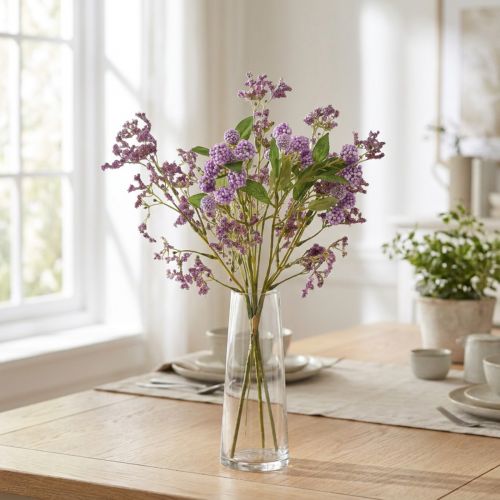 Dirbtinių gėlių puokštė, šilko gėlės, violetinė, dekoratyvinė, 51 cm | Floristik24.lt