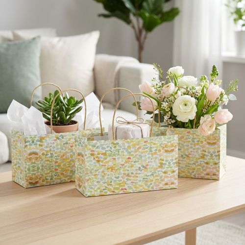Dovanų maišelis su rankenėlėmis dovanų maišelis raštuotas 24×12×12cm 6vnt | Floristik24.lt
