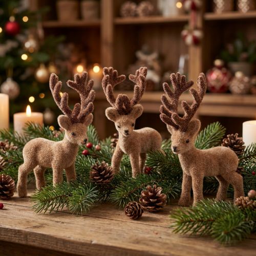 Deco elnias mini rudas flokuotas 11cm 6 vnt | Floristik24.lt