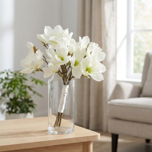 Magnolijų kekė balta 40cm 5 vnt | Floristik24.lt