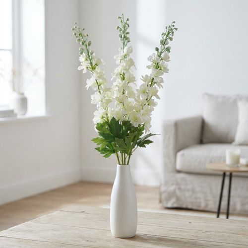 Delphinium White Dirbtinės Delphinium Silk Gėlės Dirbtinės gėlės 3vnt | Floristik24.lt
