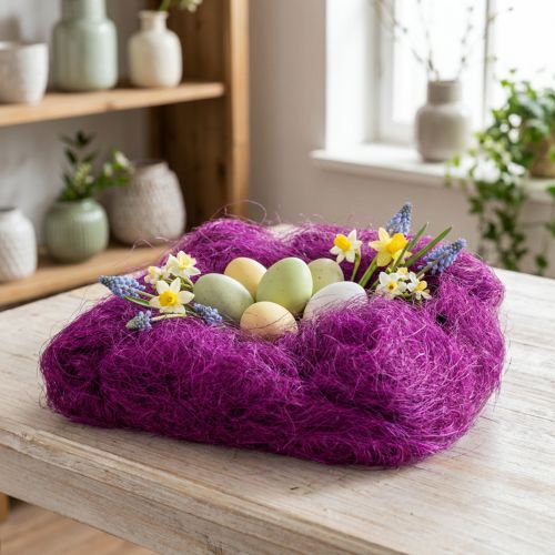 Sizalio žolė rankdarbiams, amatų medžiaga natūrali medžiaga violetinė 300g | Floristik24.lt