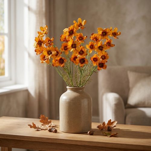 Dirbtinės gėlės Cosmea Orange papuošalų krepšelis H51cm 3 vnt | Floristik24.lt