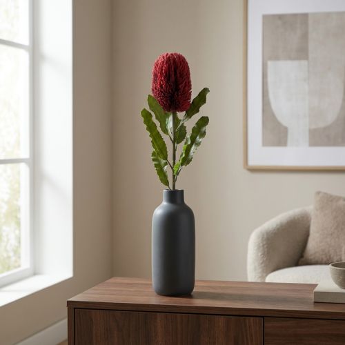 Dirbtinė gėlė Banksia Red Burgundy Dirbtinė egzotika 64cm | Floristik24.lt