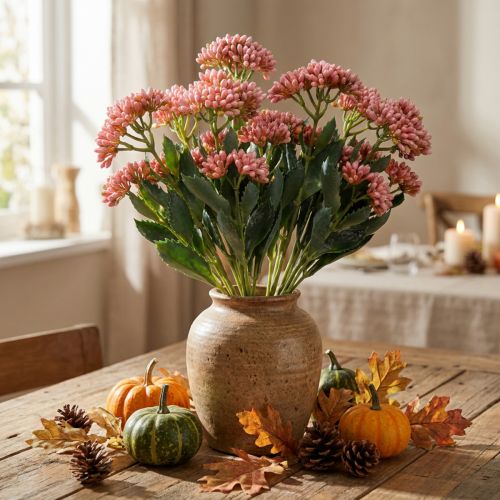 daiktų Dirbtinė riebalų višta Sedum Stonecrop žydinti rožinė 47cm 3vnt