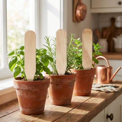 Sodo kuoliukai mediniai lysvės kuoliukai žolelėms & Co 10cm 12vnt | Floristik24.lt
