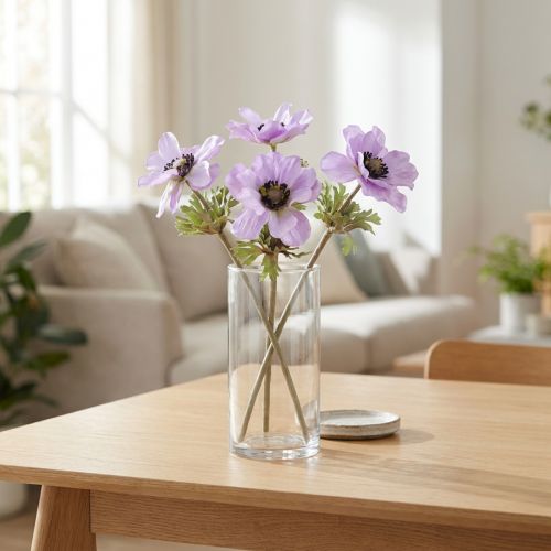 Dirbtinės alyvinės anemonės, 34 cm ilgio, 4 vnt. | Floristik24.lt