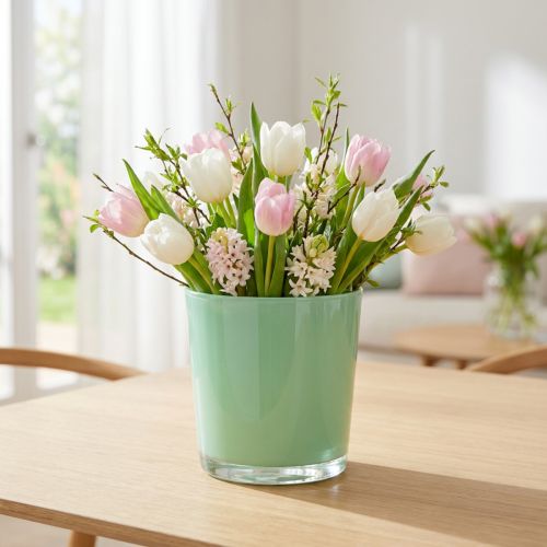 Stiklinis puodas Ø11,5cm H10,8cm mėtų žalias | Floristik24.lt