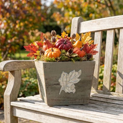Shabby Chic medinė augalų dėžutė pilka 11×14,5×14 cm | Floristik24.lt