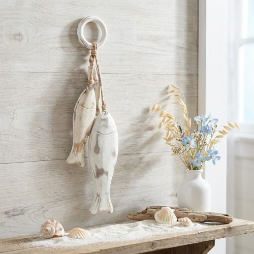 Žuvis iš mango medienos pakabinimui Shabby Chic 19.5/15.5/10cm | Floristik24.lt