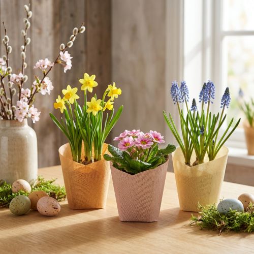 Sodinamojo popieriaus austa vanilė, oranžinė, rožinė Ø7cm H13cm 12 vnt. | Floristik24.lt