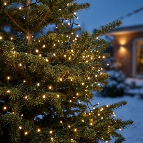 LED ryžių šviesos grandinėlė 350 žalia, šilta balta lauke 7,5m | Floristik24.lt