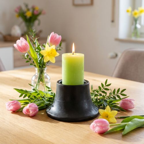 Žvakidė juoda keraminė žvakidė Ø12,5cm H7cm | Floristik24.lt