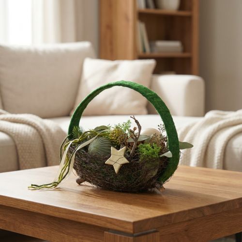 Dekoratyvinis žiedas iš džiuto dekoravimo kilpa žalia tamsiai žalia 4cm Ø30cm 2vnt | Floristik24.lt