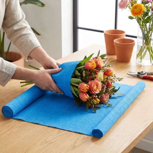 Krepinis popierius floristams, mėlynas, 50x250 cm | Floristik24.lt