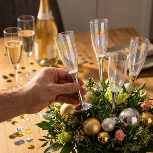 Naujųjų metų išvakarių dekoracijos šampano stiklinės kamšteliai sidabriniai 7.5cm I27cm 12vnt. | Floristik24.lt