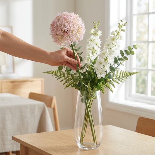 Allium su rausvais žiedais dirbtinis svogūnas Ø18cm L90cm | Floristik24.lt