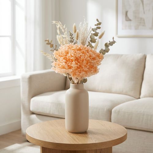 daiktų Džiovintų hortenzijų puokštė elegantiškoms namų dekoracijoms, 65 cm