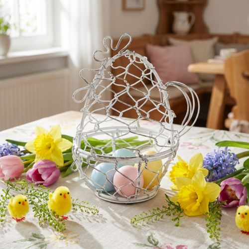 Vištienos formos vielinis krepšelis Velykiniams kiaušiniams. Žavus Velykų dekoracijų papildymas. 14 cm | Floristik24.lt