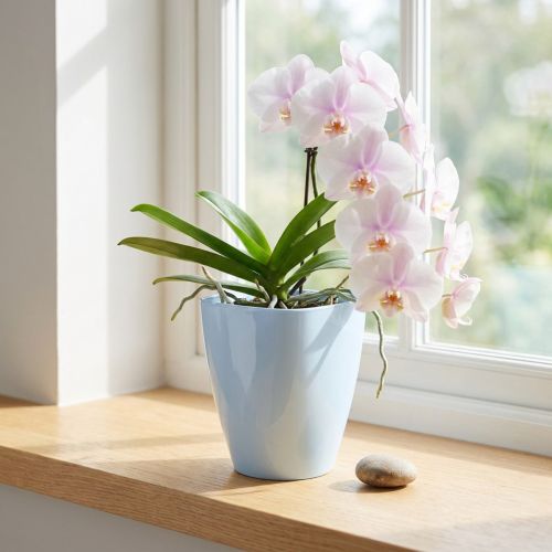 Orchidėjų vazonas blizgus Ø12,5cm baltas 1 vnt | Floristik24.lt