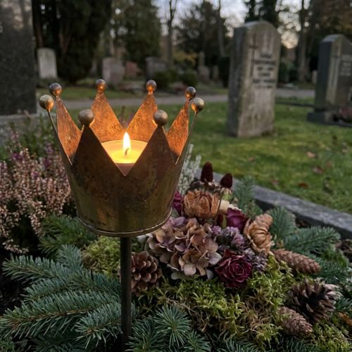 Arbatinės lemputės laikiklio karūnėlė klijuoti žalvario Ø9,5cm H50cm | Floristik24.lt