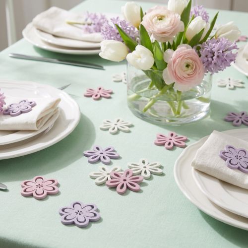 Medinės gėlės išmėtytos dekoracijos gėlės violetinės/rožinės/baltos Ø3,5cm 48 vnt. | Floristik24.lt