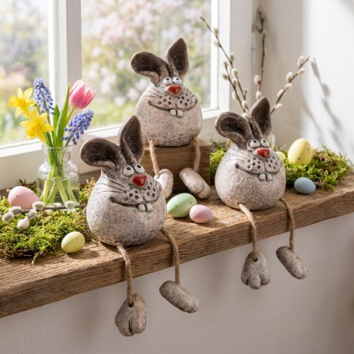 Bunny keramikinė dekoratyvinė triušio krašto taburetė 6,5×7×9,5cm 3 vnt | Floristik24.lt