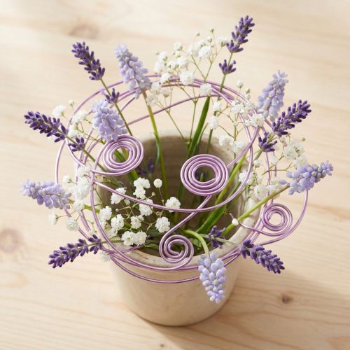 Violetinė aliuminio viela, 2 mm, papuošalams ir dekoravimui, levandų spalvos rankdarbių viela, 500 g - 60 m | Floristik24.lt