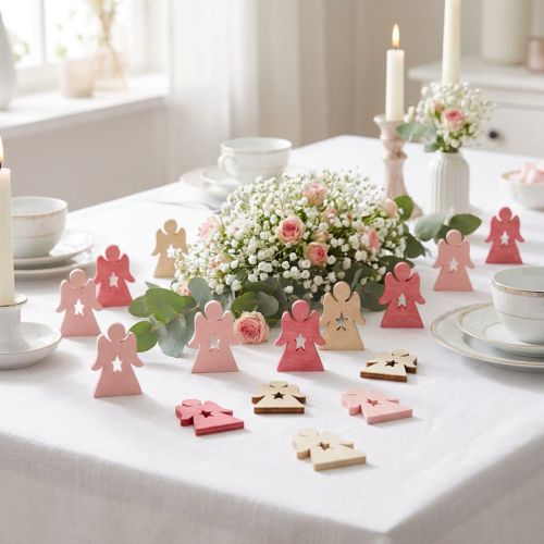 Medinis angelas rožinės, rožinės, baltos spalvos sklaidymui 4cm 72 vnt | Floristik24.lt