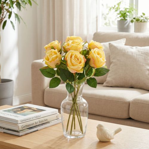 Rožių puokštė elegantiškam svetainės dekoravimui 44 cm 6 vnt. | Floristik24.lt